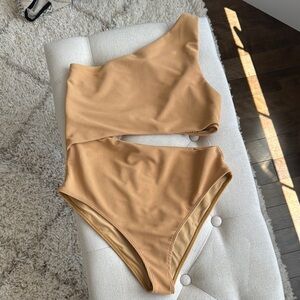 Beach Riot One Shoulder Tan One Piece